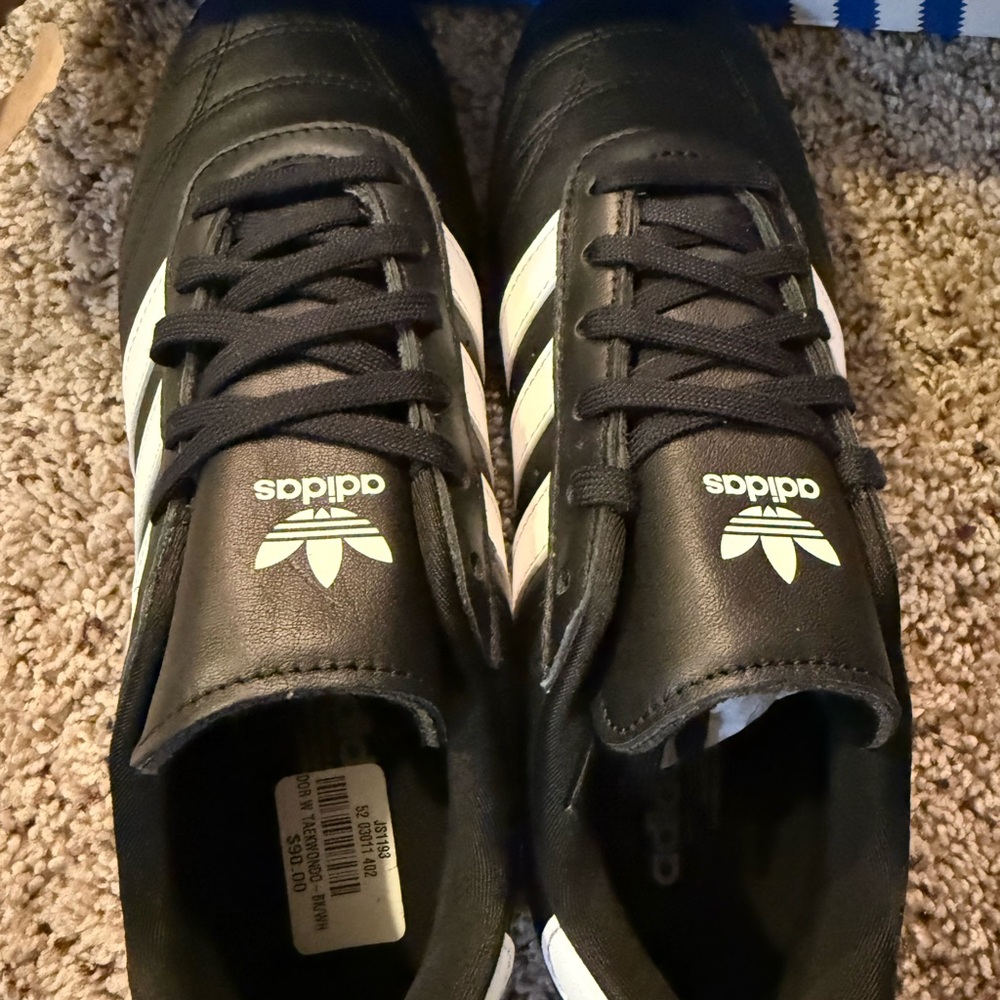 adidas Black and White Leather Low-Top Sneakers